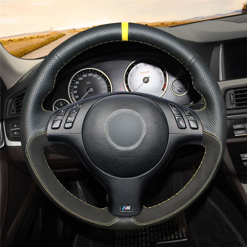SAXTZDS Funda de cuero para volante, para BMW M Sport E46 330i 330Ci E39  540i 525i 530i M3 M5 2013-2019 : Automotriz 