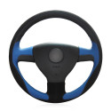 Custom Hand Sewing Blue Leather Black Suede Steering Wheel Covers for Volkswagen VW Golf 5 Polo Jetta Tiguan Touran Caddy EOS