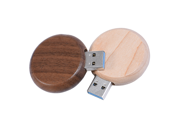 Round Wood USB Flash Drive