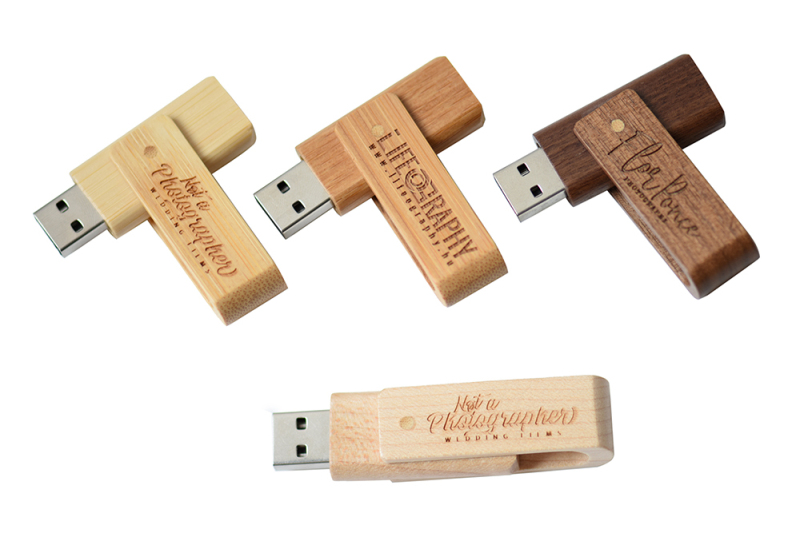 W-272-Swivel Wood USB Flash Drive