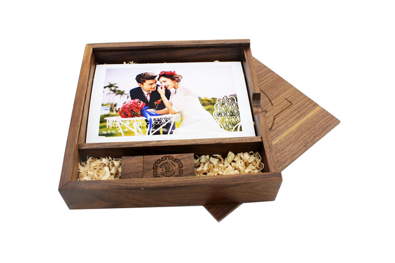 Photography-Photo Album Wood Box & Wood/Crystal USB Drive 