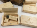 Slim Wooden USB drive with Wooden Box set W-266
