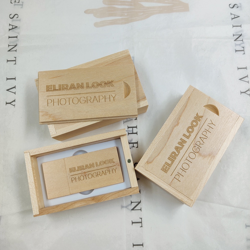 Wooden USB flash drive W-267 with box LOGO engraved