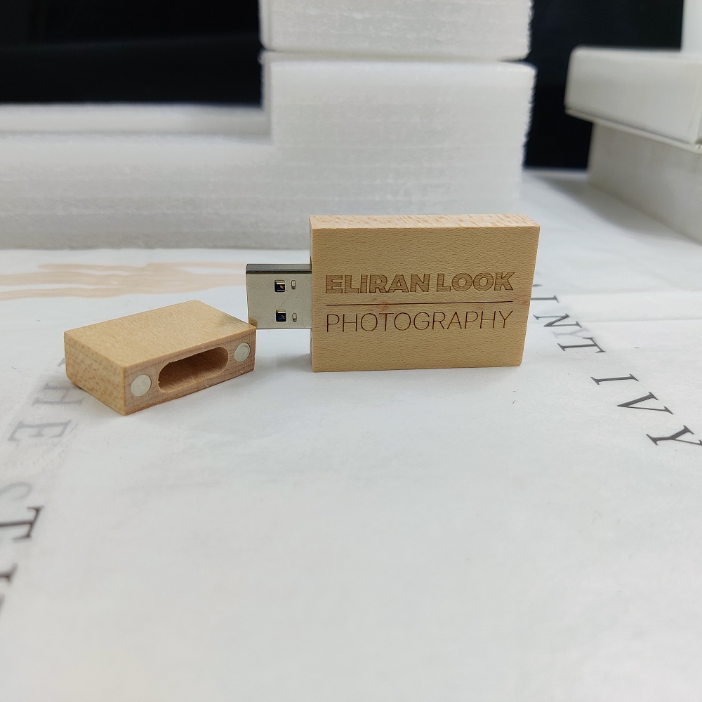 Wooden USB flash drive W-267 with box LOGO engraved