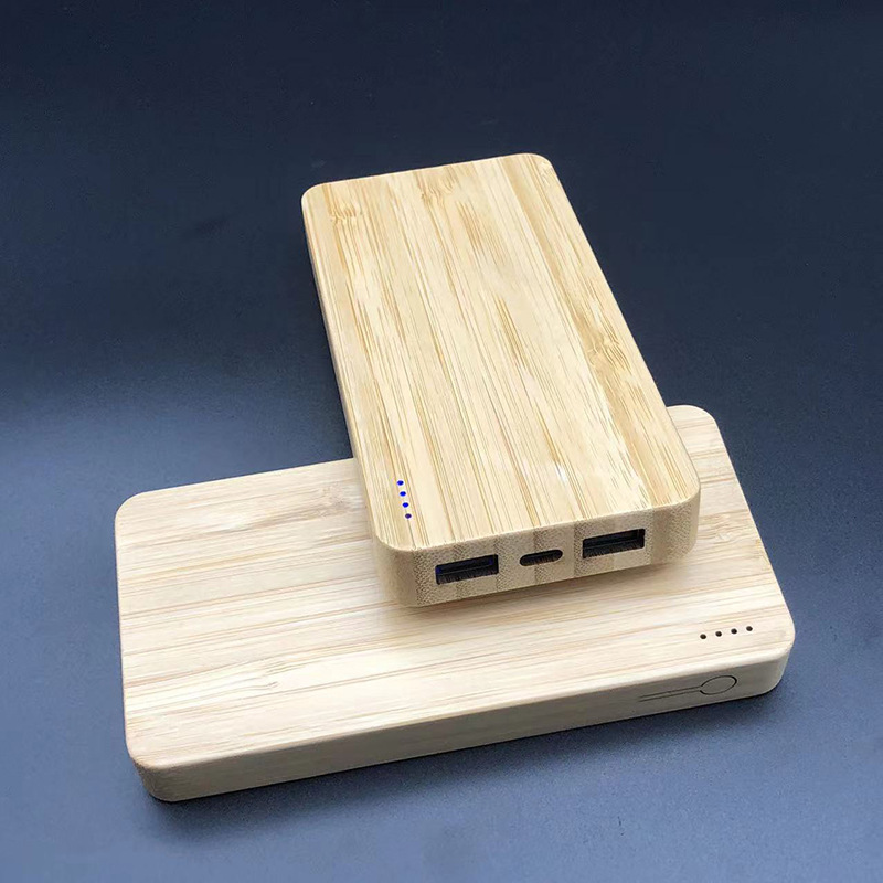 Bamboo Wooden Power Bank 10000mAh & Wireless Fast Charger 10W