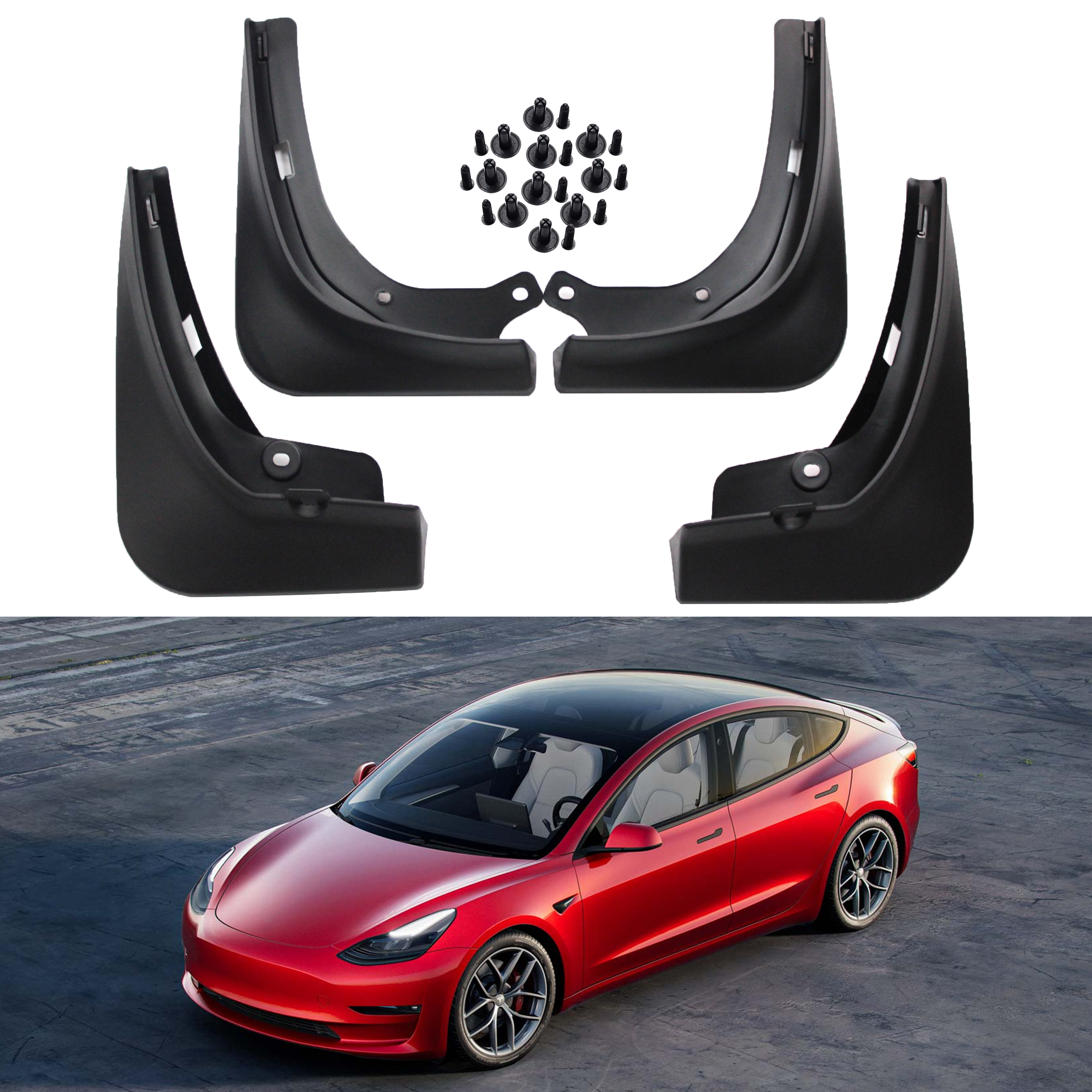 NITOYO Auto Body Parts Mud Flap Splash Guards Car Fender Mudguards For Tesla Model 3 17-21