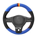 For Golf CC Jetta Tiguan Passat EOS 2010-2018 Black Suede Leather DIY Custom Wholesale Car Steering Wheel Covers 