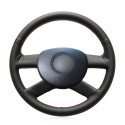 for Volkswagen Golf 5 Polo FOX Touran 2003-2006 Design ​Quality Custom Black Leather DIY Steering Wheel Covers 