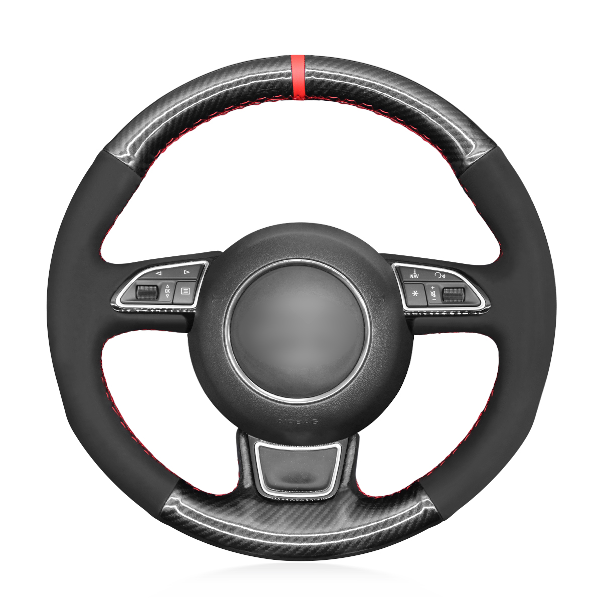 Sewing Black Suede Leather Steering Wheel Cover for Audi A1 A3 A5 A7