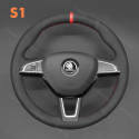 Steering Wheel Cover for Skoda Fabia Citigo Karoq Rapid Kodiaq Scala Octavia Roomster Superb Yeti 2013-2019 (2)
