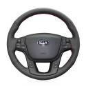 Special Custom Hand Stitching Black Suede Leather Steering Wheel Cover Wrap for Kia Sorento K7 Cadenza