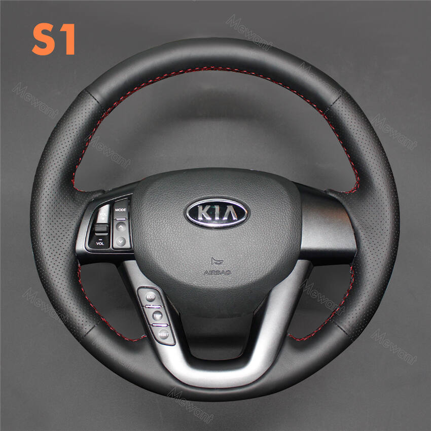 Custom Hand Stitching Black Suede Steering Wheel Cover Wrap for