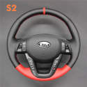 Custom Hand Stitching Black Suede Steering Wheel Cover Wrap for Kia K5 Optima 2011-2013