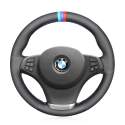 For BMW E83 X3 2003-2010 E53 X5 2004-2006 Custom Sew On Leather Car Steering Wheel Cover 