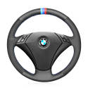 For BMW E60 E61 525i 523i 530i 520i DIY Custom Leather Orange Steering Wheel Cover 