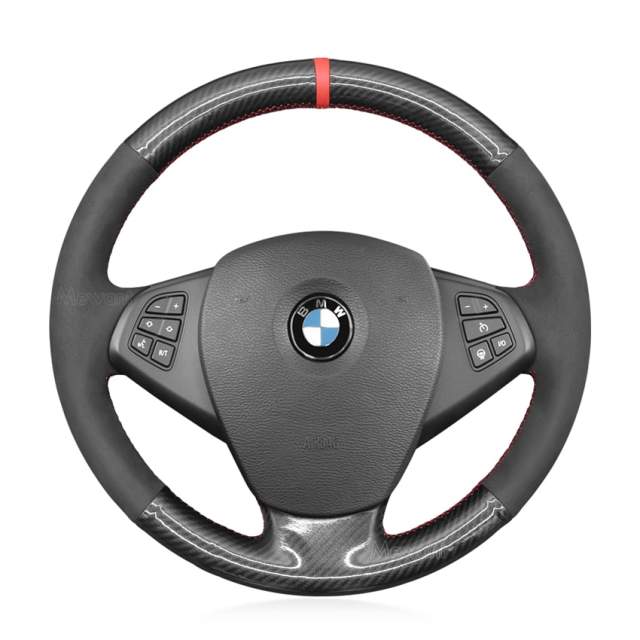 MEWANT Black Carbon Fiber Suede Leather Car Steering Wheel Cover for O –  Mewant steering wheel cover