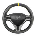for Honda Civic 8TH GEN 2006-2011 Hand-Stitched Black Leather Car Steering Wheel Cover 