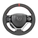 For Honda Civic 9 2012-2015 Black Genuine Leather Black Suede Car Steering Wheel Cover 