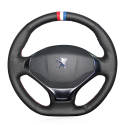For Peugeot 3008 2013-2015 Hand-Stitched Leather Car Steering Wheel Cover 