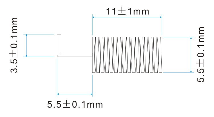 Sizes of Spring Antenna SW433-TH10
