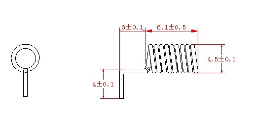 Sizes of 915MHz Spring Antenna SW915-TH06