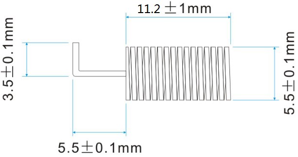 Sizes of 470MHz Spring Antenna SW490-TH10