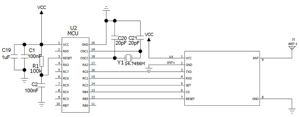 Typical Application Circuit of RF Transceiver Module RF51422