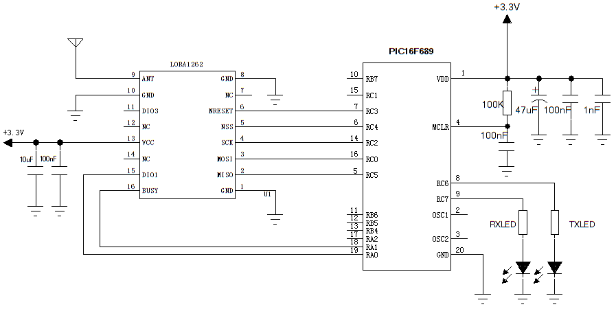 Typical Application Circuit of LoRa Module LoRa1262