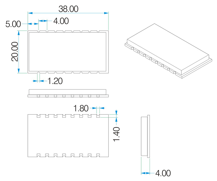 Mechanical Dimensions of SX1278 Wireless Module LoRa1278F30