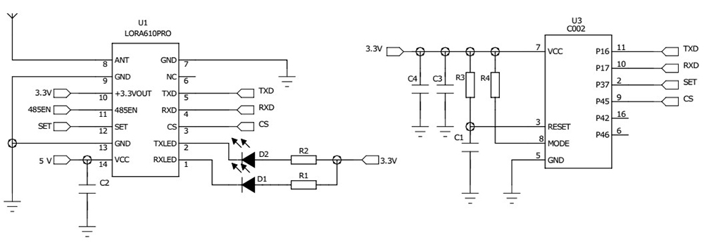 Typical application circuit of LoRa Module LoRa610Pro