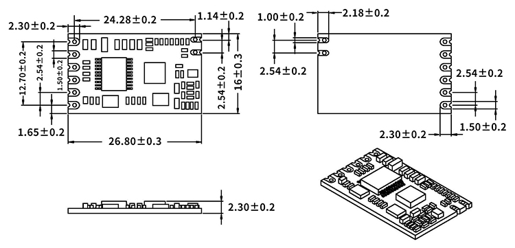 Mechanical Dimensions of RF Transmitter And Receiver SV610