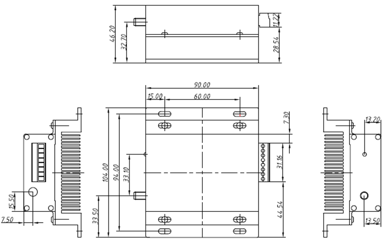 Mechanical dimensions of LoRa RF modem LoRa6500Pro
