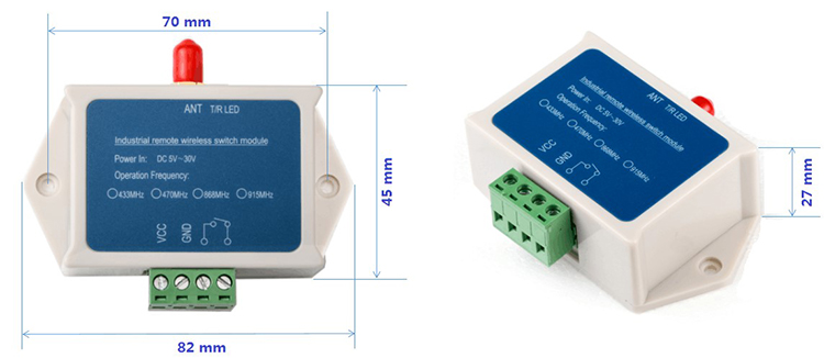 Mechanical Dimensions of Wireless Switch Module SK200Pro-RX