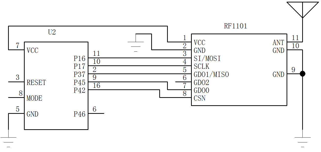 Typical application circuit of RF Transceiver Module RF1101
