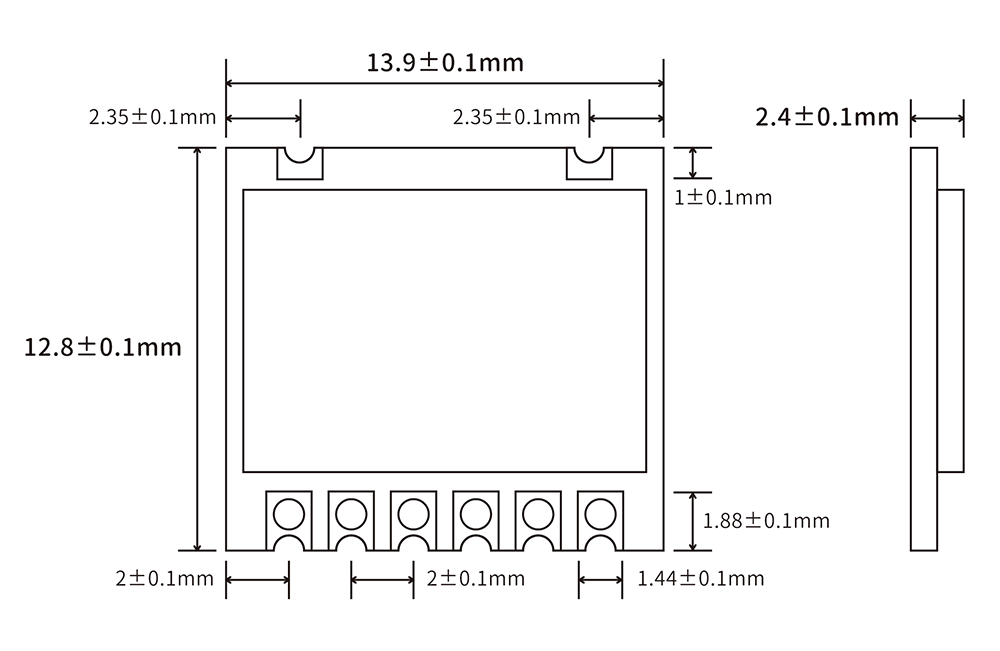 Mechanical dimensions of 433mhz ask receiver module SRX883Pro