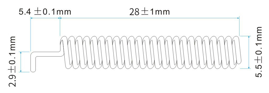Mechanical sizes of Spring Antenna SW490-TH32