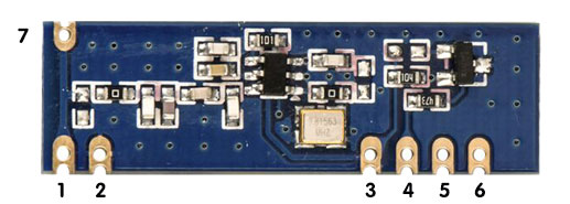 Pins of 315MHz superheterodyne receiver module SRX882S