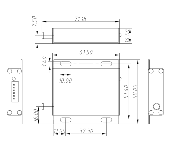 Mechanical dimensions of LoRa Modem LoRa6102Pro