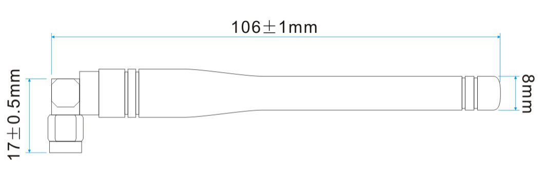 Mechanical sizes of rod antenna SW490-WT100