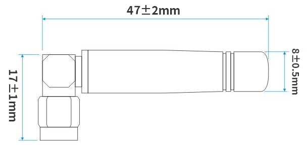 Mechanical sizes of rod antenna SW433-WT36