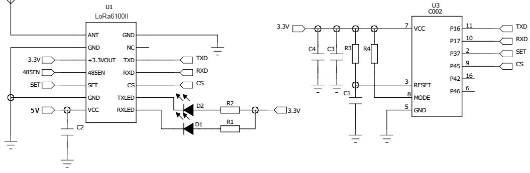 Typical application circuit of LLCC68 LoRa Module LoRa6100II