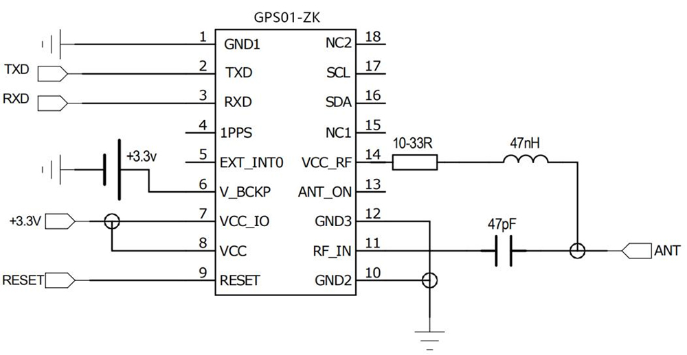 Typical Application Circuit of Mini GPS Module GPS01-ZK