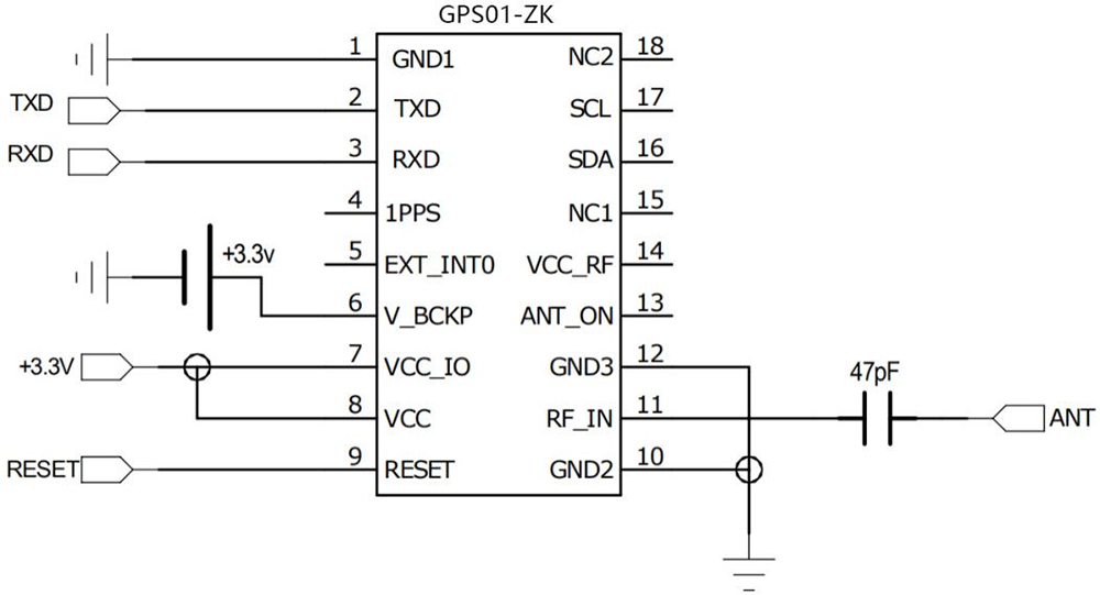 Typical Application Circuit of Mini GPS Module GPS01-ZK