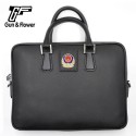 Gun&Flower Men Slim Leather Briefcase in Black