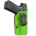 WARRIORLAND Fundas de pistola Kydex IWB verde fluorescente claro Fibra de carbono